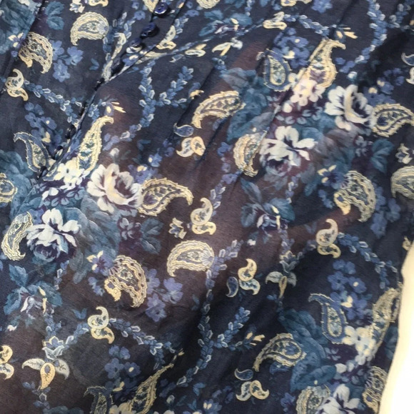 3/$20 Zara Woman Blue Floral Paisley Button Front Shirt Womens Small‎ 3/4 Sleeve - Picture 6 of 10